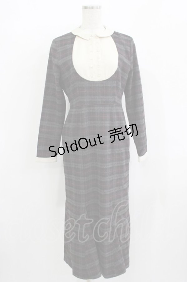 画像1: an another angelus / オーバルヨーク切替マーメイドチェックワンピース Free GRAY×PU H-25-12-09-021-CA-OP-NS-ZH (1)