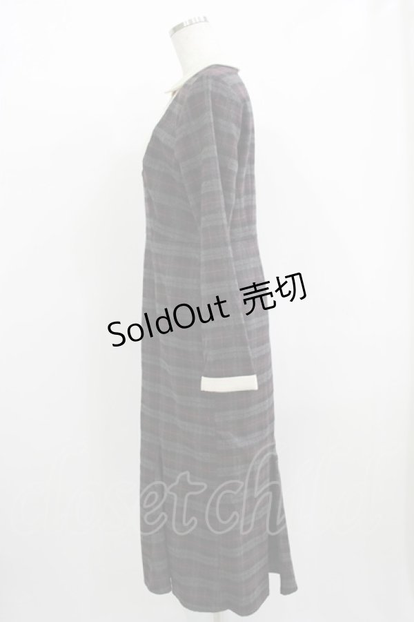 画像2: an another angelus / オーバルヨーク切替マーメイドチェックワンピース Free GRAY×PU H-25-12-09-021-CA-OP-NS-ZH (2)