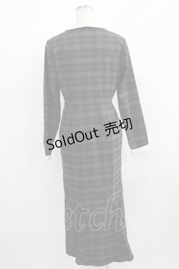 画像3: an another angelus / オーバルヨーク切替マーメイドチェックワンピース Free GRAY×PU H-25-12-09-021-CA-OP-NS-ZH (3)