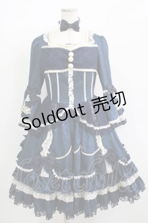 画像: Angelic Pretty / ローズガーデンプリンセスワンピース free 紺 H-25-12-10-002-AP-OP-NS-ZH