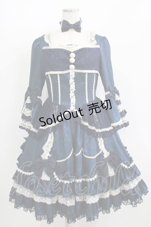 画像1: Angelic Pretty / ローズガーデンプリンセスワンピース free 紺 H-25-12-10-002-AP-OP-NS-ZH (1)