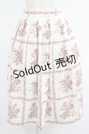 画像: Fi.n.t / ローズパネル柄タックスカート Free beige×red H-25-12-10-028-CA-SK-NS-ZH