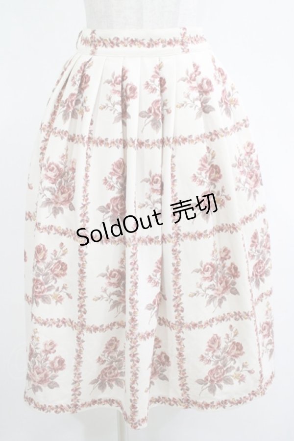 画像1: Fi.n.t / ローズパネル柄タックスカート Free beige×red H-25-12-10-028-CA-SK-NS-ZH (1)