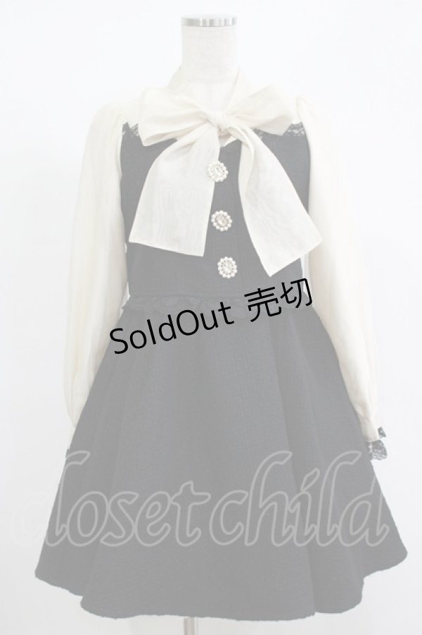 画像1: Rojita / ビジュボウタイリボンツイードワンピース Free ブラック/ベージュ H-25-12-10-029-LO-OP-NS-ZH (1)