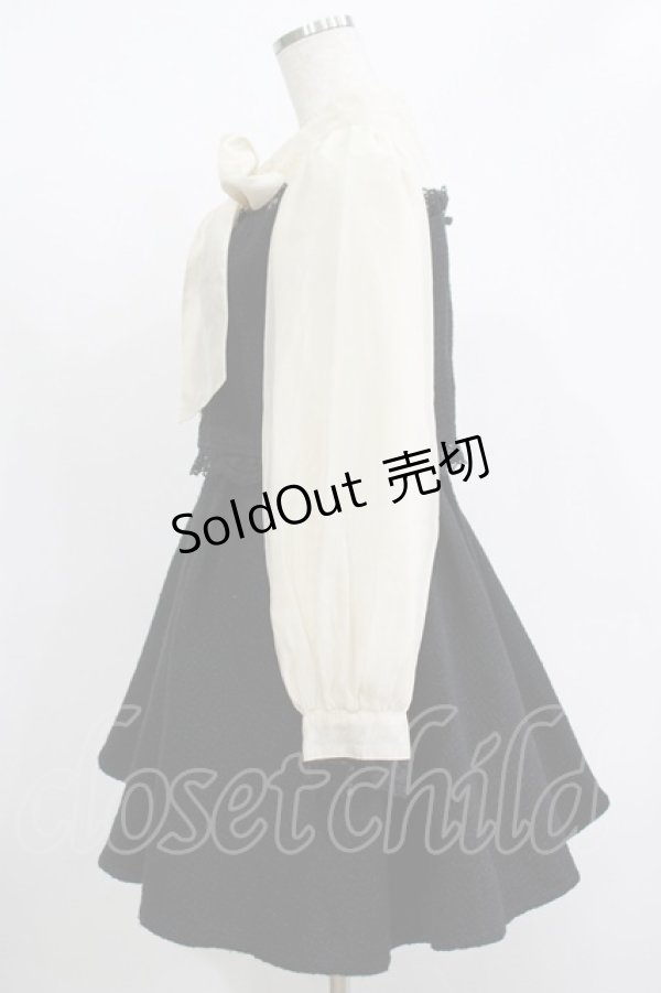 画像2: Rojita / ビジュボウタイリボンツイードワンピース Free ブラック/ベージュ H-25-12-10-029-LO-OP-NS-ZH (2)