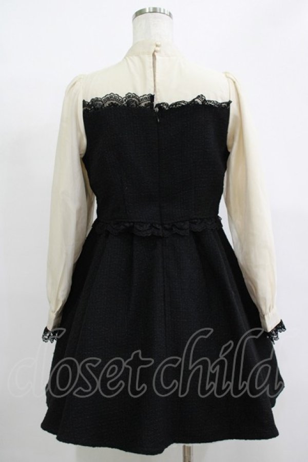 画像3: Rojita / ビジュボウタイリボンツイードワンピース Free ブラック/ベージュ H-25-12-10-029-LO-OP-NS-ZH (3)