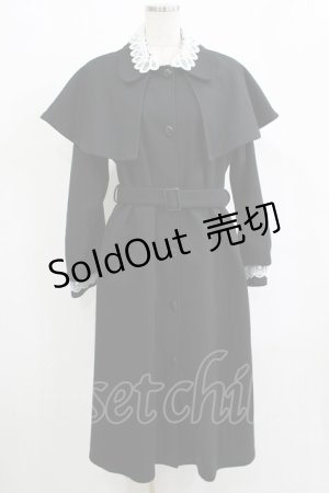 画像: melume / maki/レース襟2wayケープコート M ブラック H-25-12-10-035-GO-CO-NS-ZH