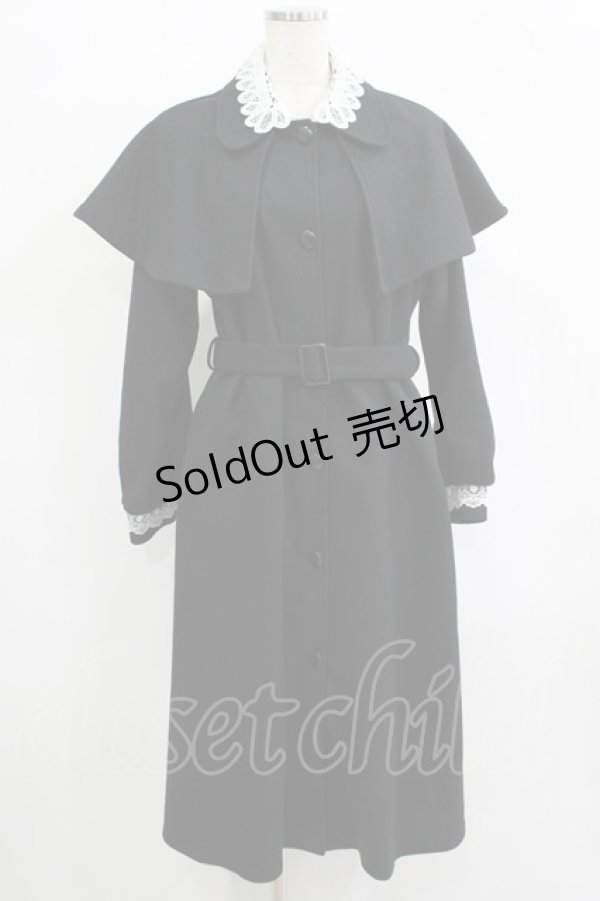 画像1: melume / maki/レース襟2wayケープコート M ブラック H-25-12-10-035-GO-CO-NS-ZH (1)