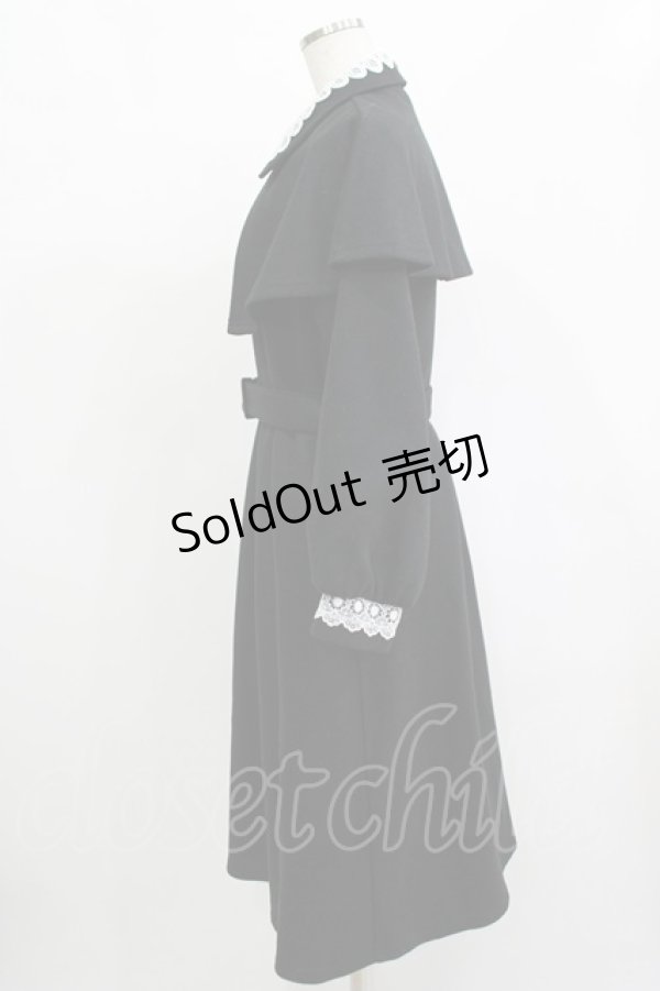 画像2: melume / maki/レース襟2wayケープコート M ブラック H-25-12-10-035-GO-CO-NS-ZH (2)