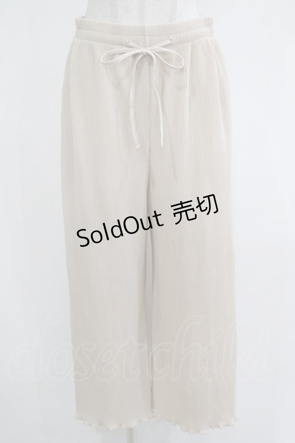 画像1: axes femme / カット素材プリーツパンツ M ベージュ H-25-12-10-038-AX-PA-NS-ZH (1)