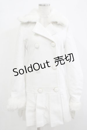 画像: DearMyLove / ファー襟コート M ホワイト H-25-12-10-040-EL-CO-NS-ZH