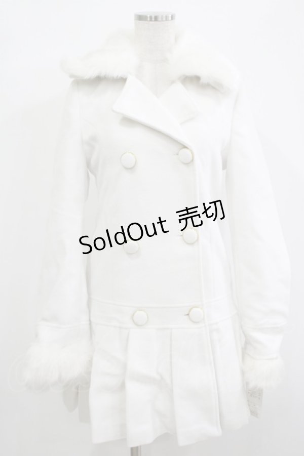 画像1: DearMyLove / ファー襟コート M ホワイト H-25-12-10-040-EL-CO-NS-ZH (1)