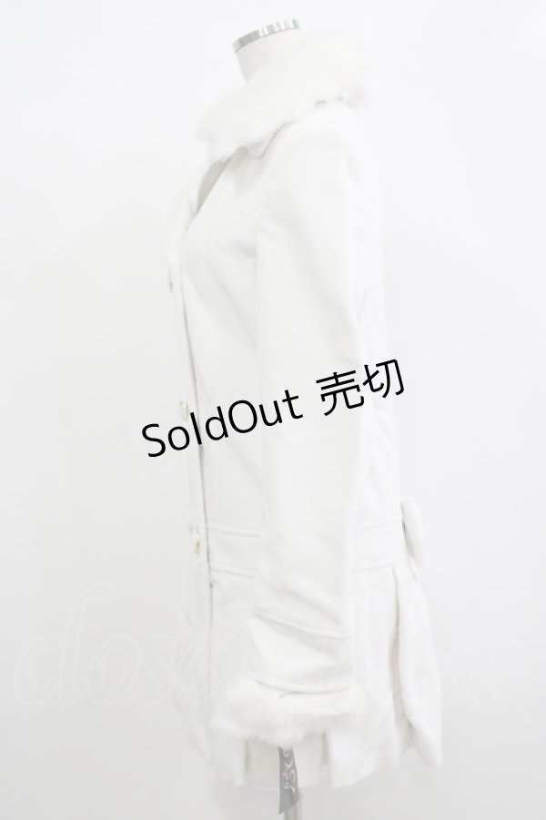 画像2: DearMyLove / ファー襟コート M ホワイト H-25-12-10-040-EL-CO-NS-ZH (2)