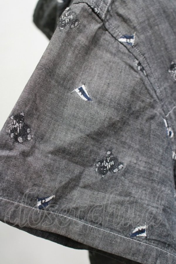 画像4: PINK HOUSE / ベアー織りフードジップ半袖シャツ M グレー H-25-12-10-042-LO-BL-NS-ZH (4)