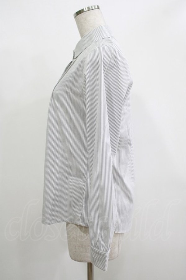 画像2: F i.n.t / ロゴリボンタイ付きピンタックブラウス Free OFF×BL H-25-12-10-043-CA-BL-NS-ZH (2)