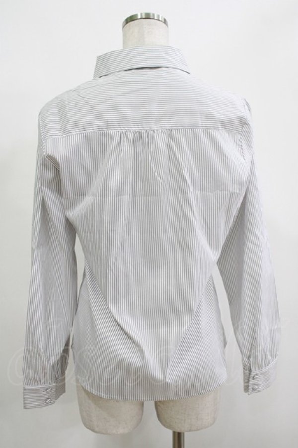 画像3: F i.n.t / ロゴリボンタイ付きピンタックブラウス Free OFF×BL H-25-12-10-043-CA-BL-NS-ZH (3)