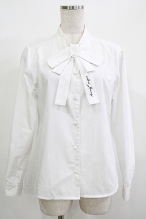 画像: Fi.n.t / ロゴ刺繍ボウタイ長袖ブラウス Free OFF WHITE H-25-12-10-045-CA-BL-NS-ZH