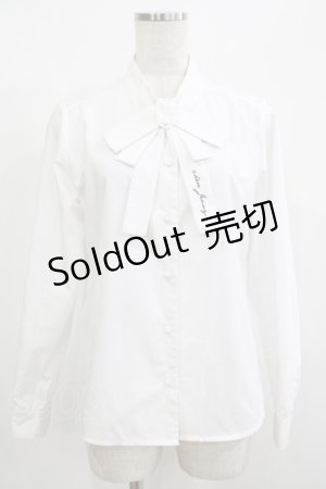 画像: Fi.n.t / ロゴ刺繍ボウタイ長袖ブラウス Free OFF WHITE H-25-12-10-045-CA-BL-NS-ZH
