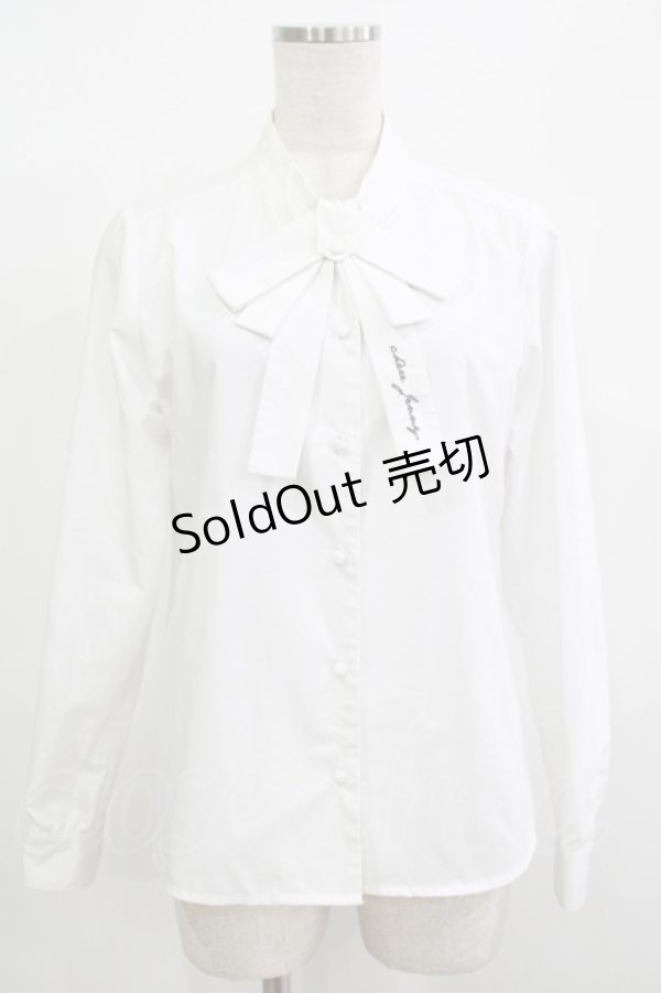 画像1: Fi.n.t / ロゴ刺繍ボウタイ長袖ブラウス Free OFF WHITE H-25-12-10-045-CA-BL-NS-ZH (1)