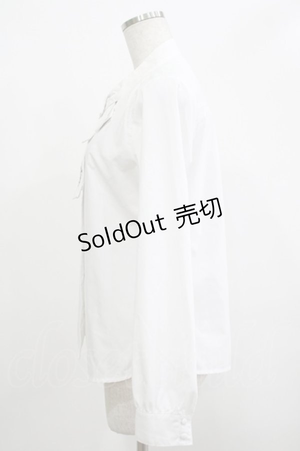画像2: Fi.n.t / ロゴ刺繍ボウタイ長袖ブラウス Free OFF WHITE H-25-12-10-045-CA-BL-NS-ZH (2)