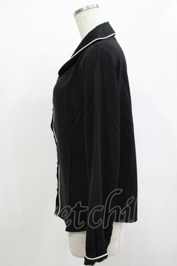 画像2: an another angelus / パイピング使いショールカラーブラウス Free BLACK H-25-12-10-046-CA-BL-NS-ZH (2)