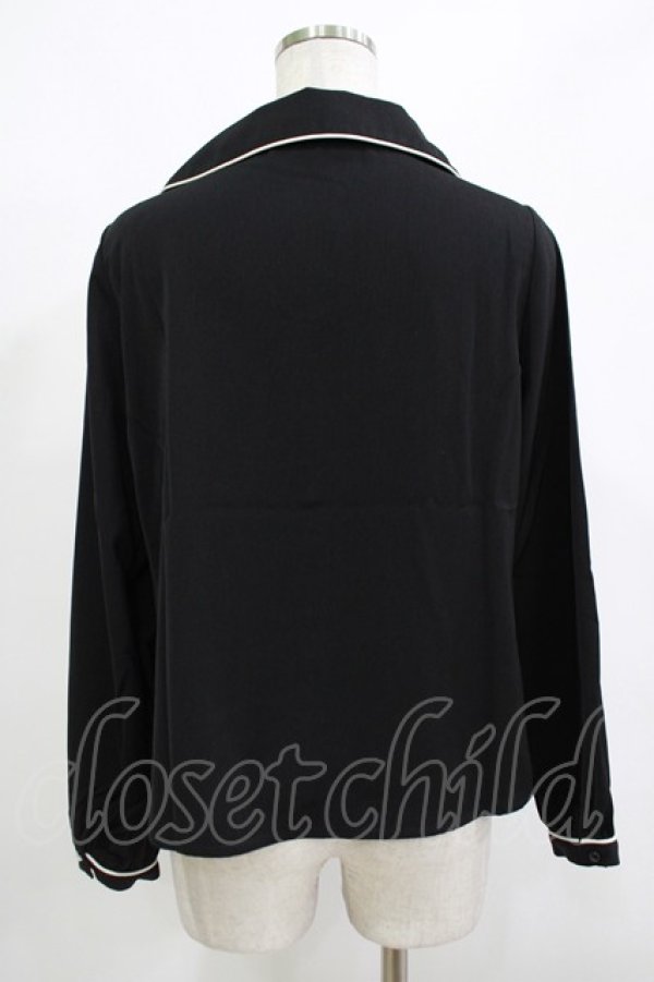 画像3: an another angelus / パイピング使いショールカラーブラウス Free BLACK H-25-12-10-046-CA-BL-NS-ZH (3)