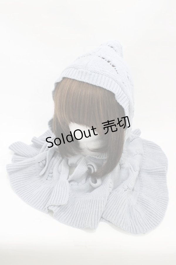 画像1: merry jenny / ケープカラーニットフーディー  ブルー H-25-12-10-1001-LO-AC-KB-ZH (1)