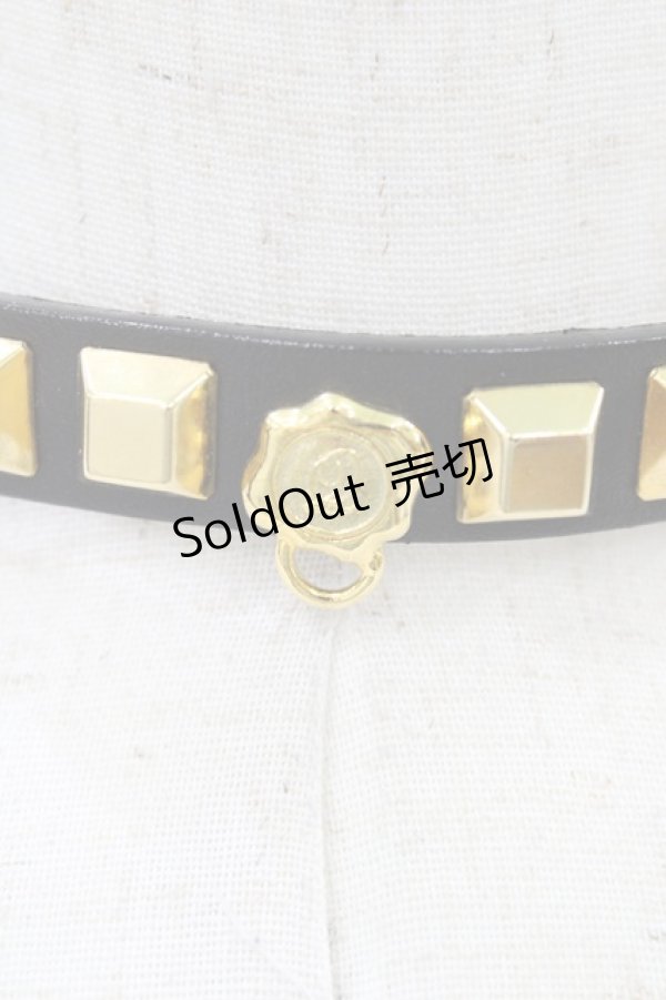 画像2: Q-pot. / レザーチョーカー  ブラック×ゴールド H-25-12-10-1005-QP-AC-KB-ZH (2)