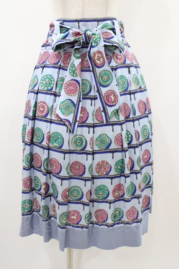 画像1: Jane Marple Dans Le Salon / Dish＆Dishミディスカート  ブルーグレイ H-25-12-10-1036-JM-SK-KB-ZH (1)