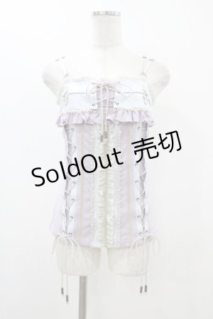 画像: Ozz oneste / チャイナレースアップキャミソール  ラベンダー×サックス×グレー H-25-12-10-1045-OO-TO-KB-ZH