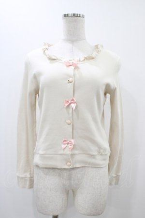 画像: MILK / リボンカーディガン  アイボリー×ピンクリボン H-25-12-10-1049-ML-TO-KB-ZH