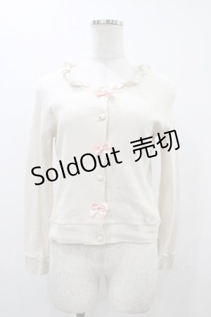 画像: MILK / リボンカーディガン  アイボリー×ピンクリボン H-25-12-10-1049-ML-TO-KB-ZH
