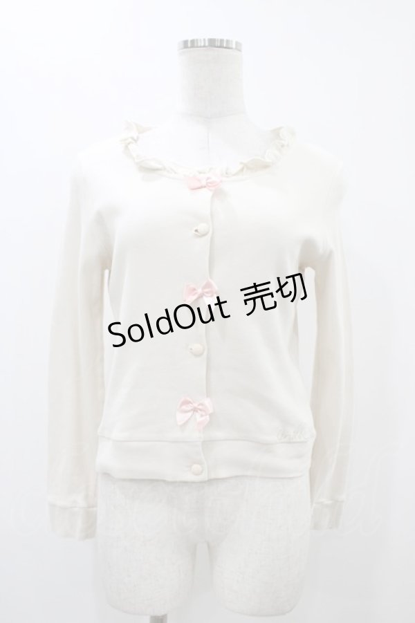 画像1: MILK / リボンカーディガン  アイボリー×ピンクリボン H-25-12-10-1049-ML-TO-KB-ZH (1)