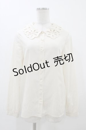 画像: Jane Marple / フラワーアイレットカラーのブラウス  アイボリー H-25-12-10-1051-JM-BL-KB-ZH