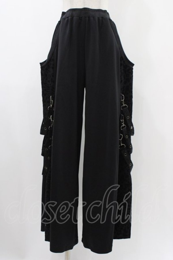 画像1: Qutie Frash / レオパード切替ワイドパンツ  ブラック H-25-12-10-1011-QU-PA-KB-ZH (1)