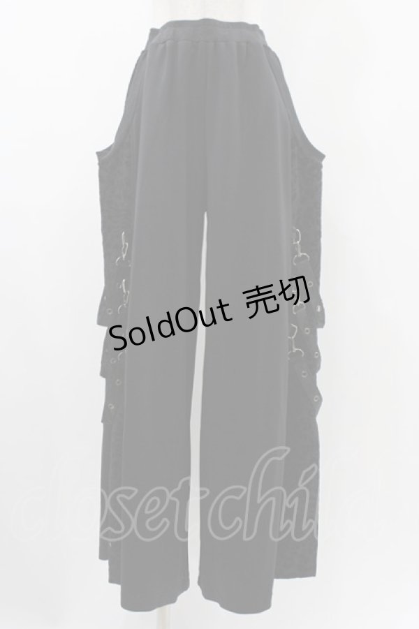 画像1: Qutie Frash / レオパード切替ワイドパンツ  ブラック H-25-12-10-1011-QU-PA-KB-ZH (1)