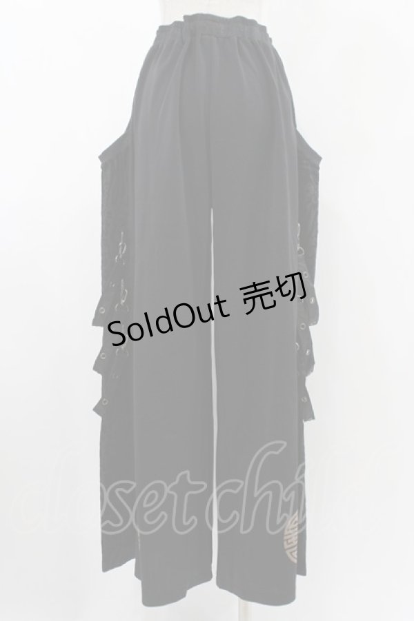 画像2: Qutie Frash / レオパード切替ワイドパンツ  ブラック H-25-12-10-1011-QU-PA-KB-ZH (2)