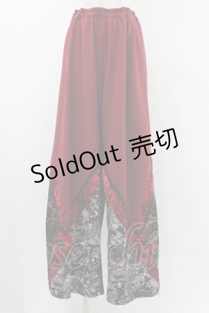 画像: Qutie Frash / チャイナワイドパンツ  レッド H-25-12-10-1012-QU-PA-KB-ZH