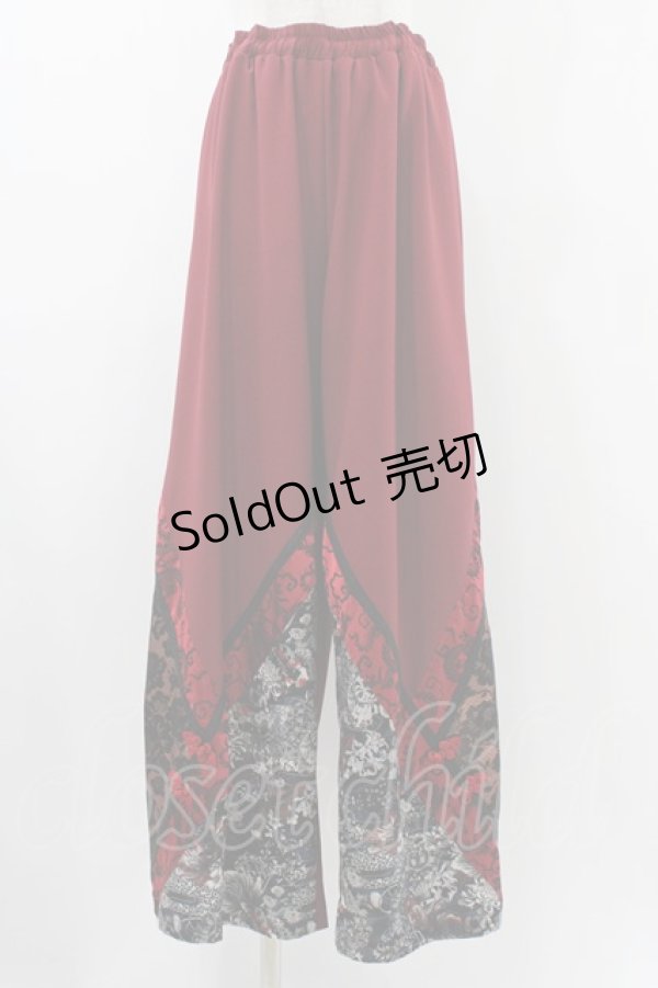 画像1: Qutie Frash / チャイナワイドパンツ  レッド H-25-12-10-1012-QU-PA-KB-ZH (1)