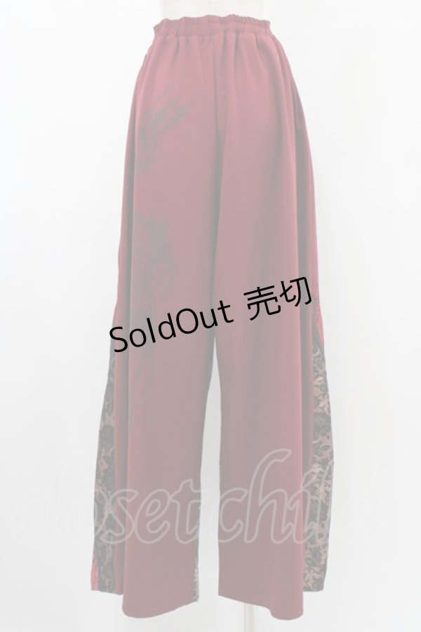 画像2: Qutie Frash / チャイナワイドパンツ  レッド H-25-12-10-1012-QU-PA-KB-ZH (2)