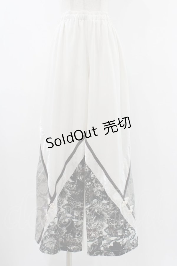 画像1: Qutie Frash / チャイナワイドパンツ  ホワイト H-25-12-10-1013-QU-PA-KB-ZH (1)