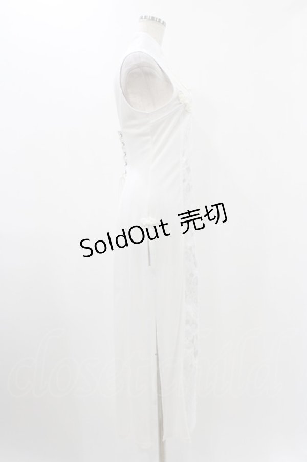 画像3: Qutie Frash / チャイナスリットワンピース  ホワイト H-25-12-10-1014-QU-OP-KB-ZH (3)