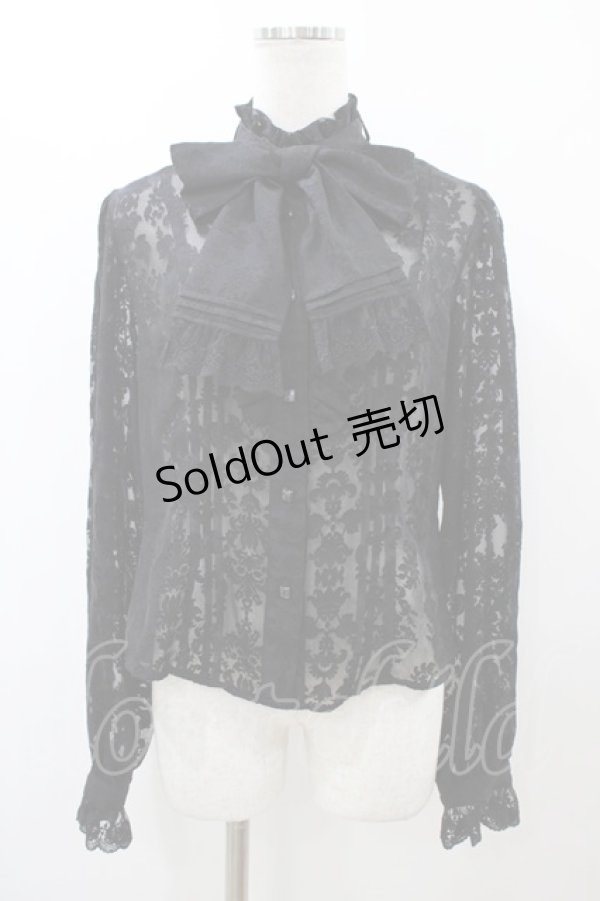 画像1: Moi-meme-Moitie / タイニーローズレースリボンブラウス 9号 ブラック H-25-12-10-1020-MO-BL-KB-ZH (1)