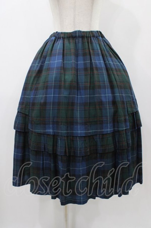画像1: Jane Marple Dans Le Salon / タータンチェックパネルスカート  ネイビー H-25-12-10-1023-JM-SK-KB-ZH (1)