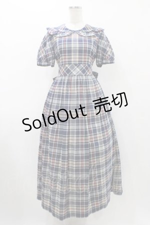 画像: Jane Marple / フリルカラーチェックパフワンピース  ブルー H-25-12-10-1024-JM-OP-KB-ZH