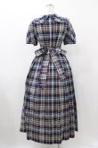 画像2: Jane Marple / フリルカラーチェックパフワンピース  ブルー H-25-12-10-1024-JM-OP-KB-ZH (2)