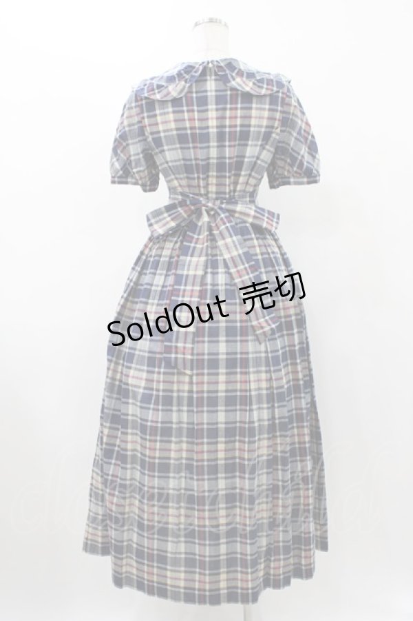 画像2: Jane Marple / フリルカラーチェックパフワンピース  ブルー H-25-12-10-1024-JM-OP-KB-ZH (2)