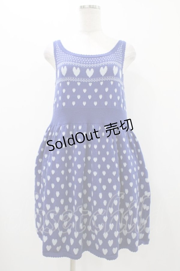 画像1: Jane Marple / ハートジャガードワンピース  ブルー H-25-12-10-1029-JM-OP-KB-ZH (1)