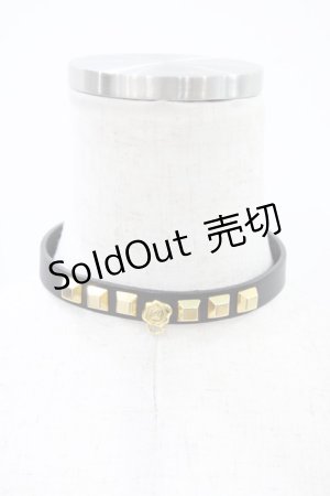 画像: Q-pot. / レザーチョーカー  ブラック×ゴールド H-25-12-10-1005-QP-AC-KB-ZH