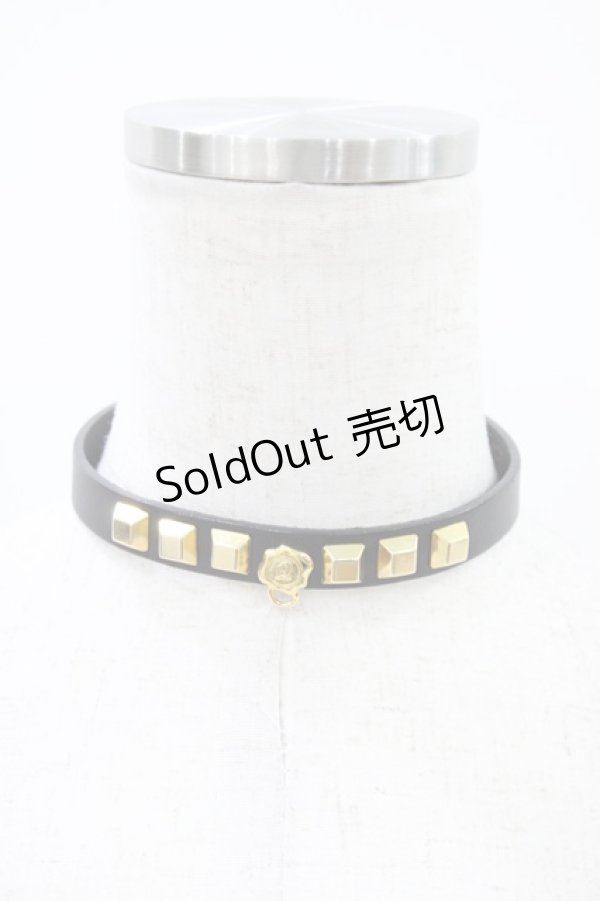 画像1: Q-pot. / レザーチョーカー  ブラック×ゴールド H-25-12-10-1005-QP-AC-KB-ZH (1)